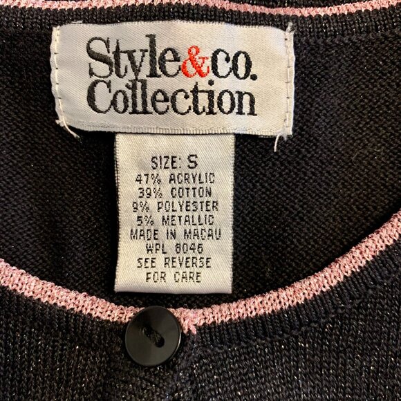 Metallic Black Purple Striped Buttoned Cardigan - Picture 6 of 7